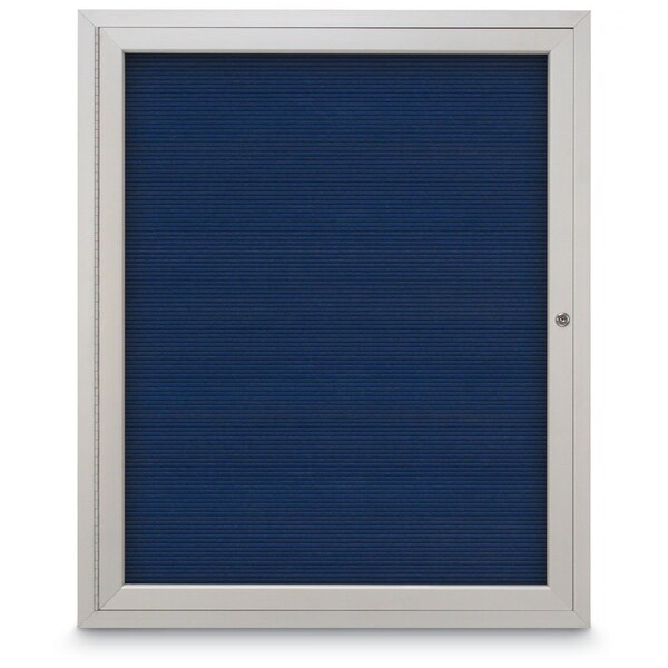 60"x36" 2-Door Enclosed Outdoor Letterboard, Hdr, Blue Felt/Satin